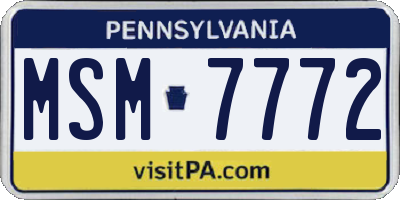 PA license plate MSM7772