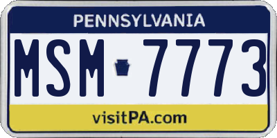 PA license plate MSM7773