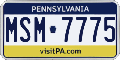 PA license plate MSM7775