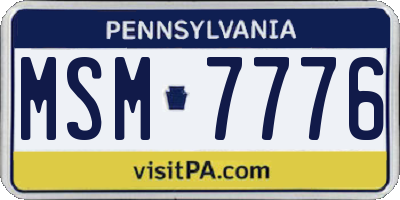 PA license plate MSM7776