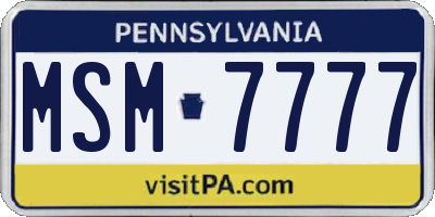 PA license plate MSM7777