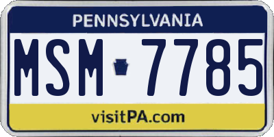 PA license plate MSM7785