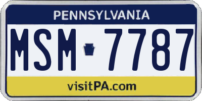 PA license plate MSM7787