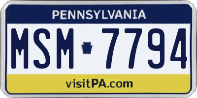 PA license plate MSM7794