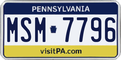 PA license plate MSM7796