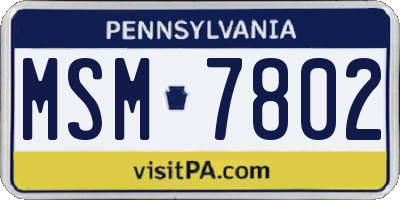 PA license plate MSM7802