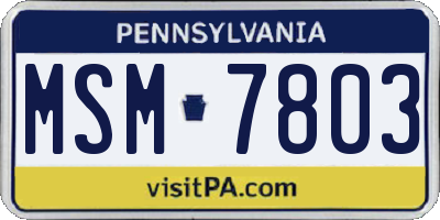 PA license plate MSM7803