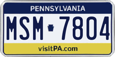PA license plate MSM7804