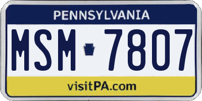 PA license plate MSM7807