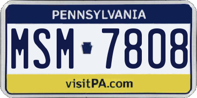 PA license plate MSM7808