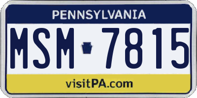 PA license plate MSM7815