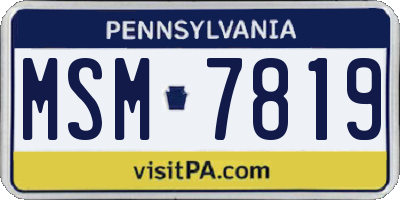 PA license plate MSM7819