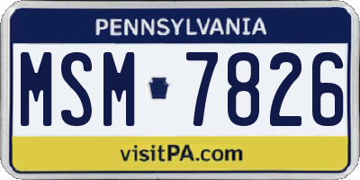 PA license plate MSM7826