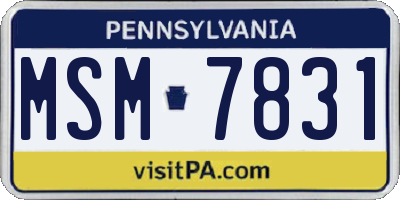 PA license plate MSM7831