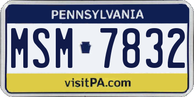 PA license plate MSM7832