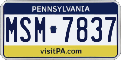 PA license plate MSM7837