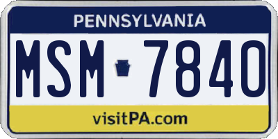 PA license plate MSM7840