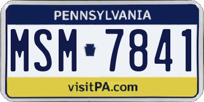 PA license plate MSM7841