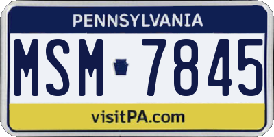 PA license plate MSM7845