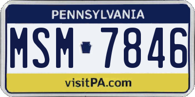 PA license plate MSM7846