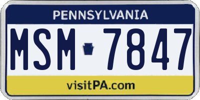 PA license plate MSM7847