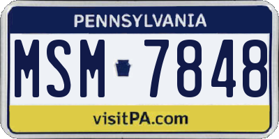 PA license plate MSM7848