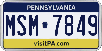 PA license plate MSM7849