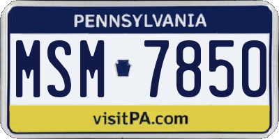 PA license plate MSM7850