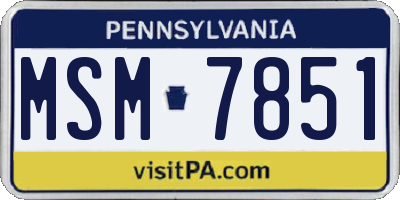 PA license plate MSM7851