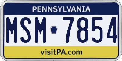 PA license plate MSM7854