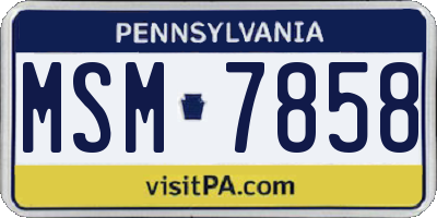 PA license plate MSM7858