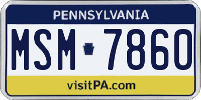 PA license plate MSM7860