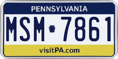 PA license plate MSM7861