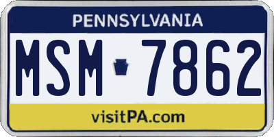 PA license plate MSM7862