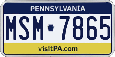 PA license plate MSM7865