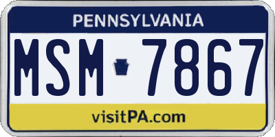 PA license plate MSM7867