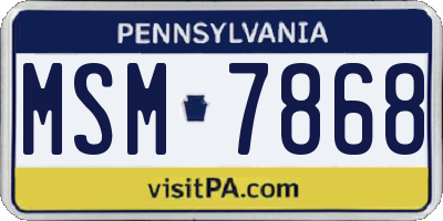 PA license plate MSM7868