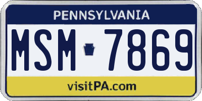 PA license plate MSM7869