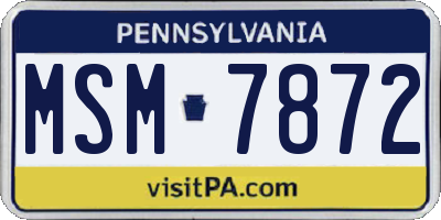 PA license plate MSM7872