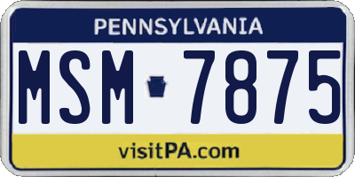 PA license plate MSM7875
