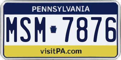 PA license plate MSM7876