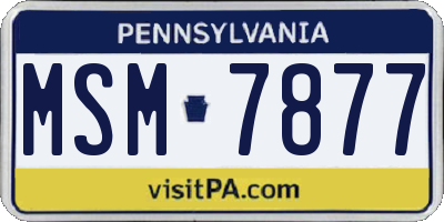 PA license plate MSM7877