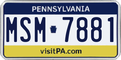 PA license plate MSM7881