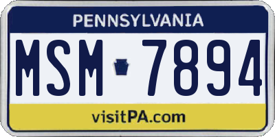 PA license plate MSM7894