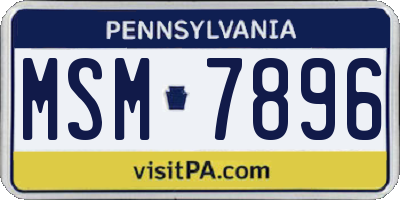 PA license plate MSM7896