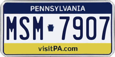PA license plate MSM7907
