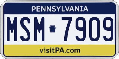 PA license plate MSM7909