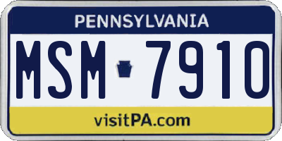PA license plate MSM7910