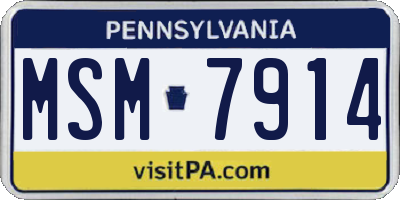 PA license plate MSM7914