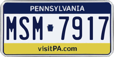PA license plate MSM7917